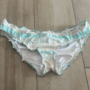 Victoria's Secret White Bikini Bottom with Mint Trim